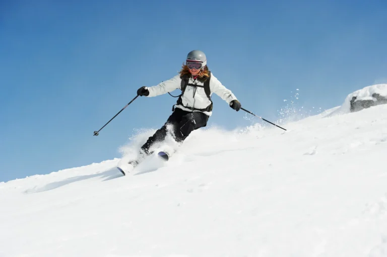 Skier skiing on snowy slope
