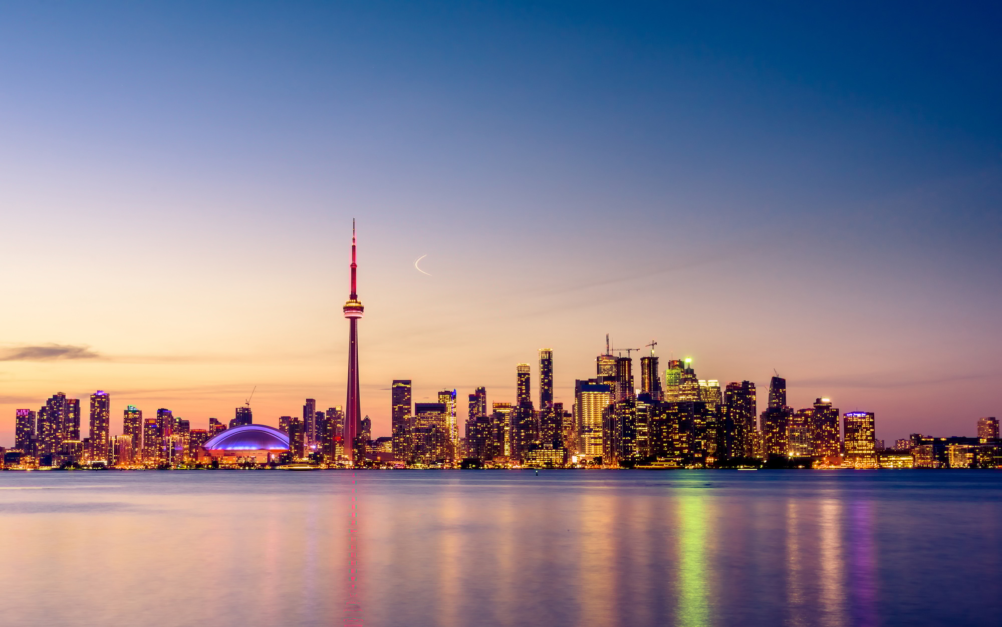 Toronto city skyline at night, Ontario, Canada