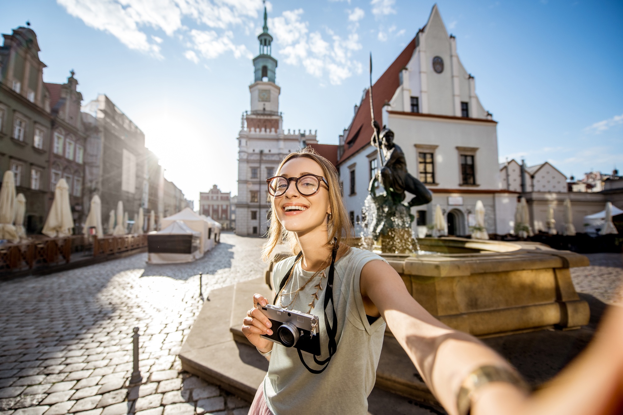 Woman traveling in Poznan, Poland
